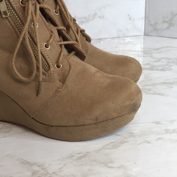 Justfab beige platform wedge ankle boots size 9 - Picture 6 of 12